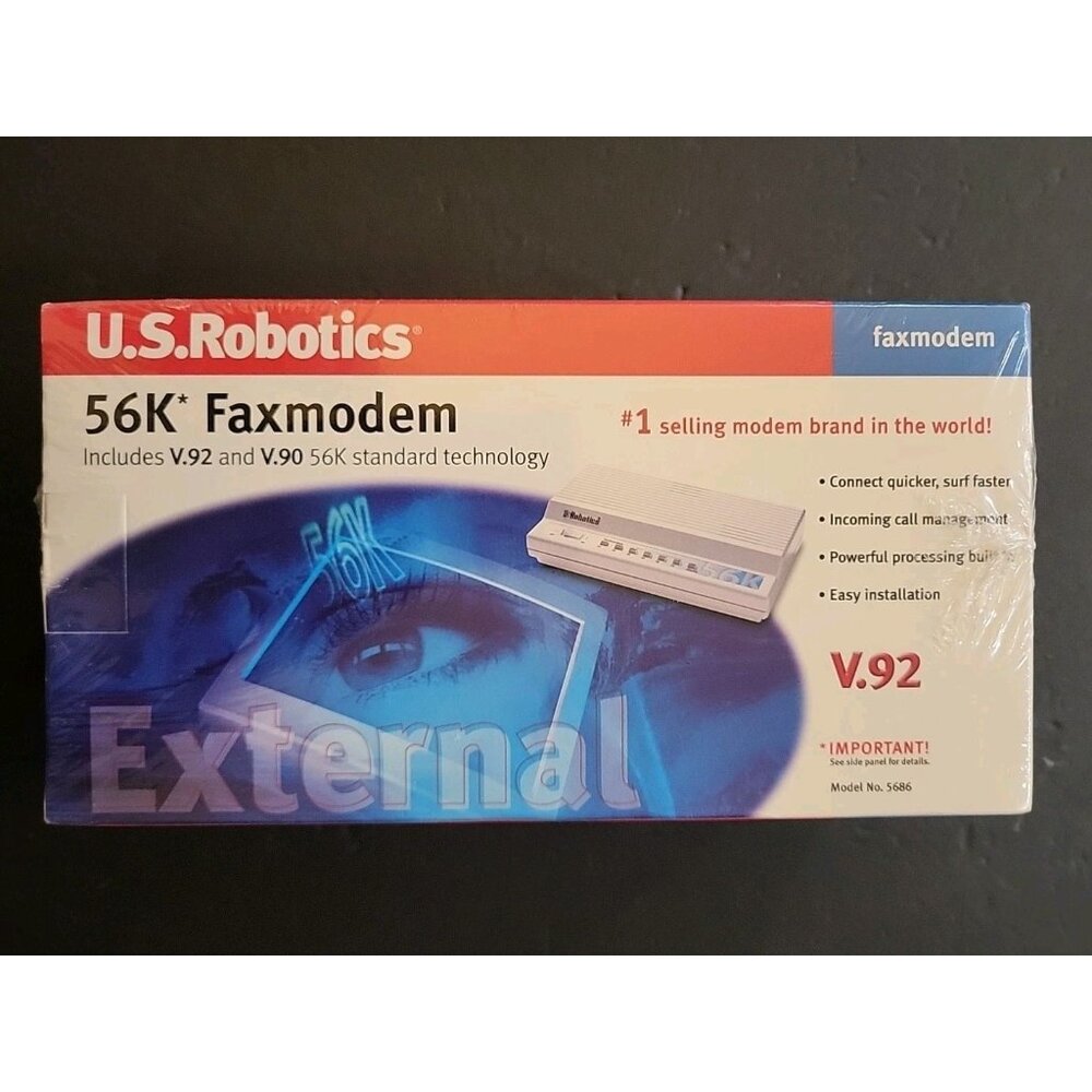 US ROBOTICS | 56K FAX MODEM USR5686D MODEM RARE R36.0002.00 WHITE PHONE USA NEW